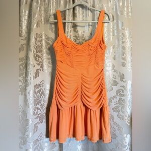 ASOS Vibrant Orange Ruched Mini Dress/D019